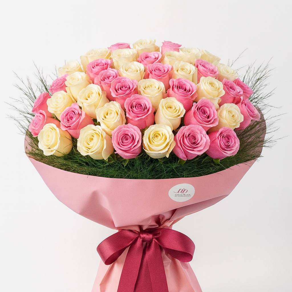 21’li Pembe Beyaz Gül - Görsel 3