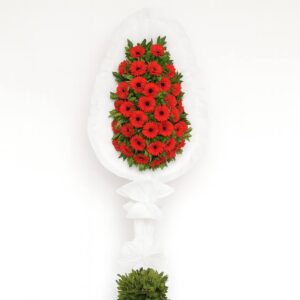 Tek Kat Kırmızı Gerbera Çelenk
